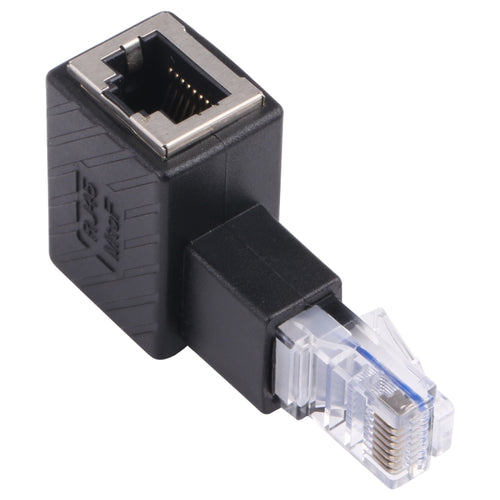 RJ45 ตัวแปลงชายหญิง 90 องศาอะแดปเตอร์สำหรับ Cat5 Cat6 LAN Ethernet สายเคเบิลเครือข่าย, 90 Degrees Right