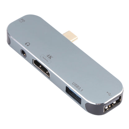 5 in 1 USB-C / Type-C ตัวผู้เป็น PD USB-C / Type-C การชาร์จ + 3.5 มม. AUX + 4K HDMI + USB 3.1 + อะแดปเตอร์ USB หญิง, 4K HDMI
