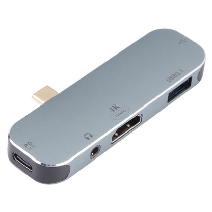 5 in 1 USB-C / Type-C ตัวผู้เป็น PD USB-C / Type-C การชาร์จ + 3.5 มม. AUX + 4K HDMI + USB 3.1 + อะแดปเตอร์ USB หญิง, 4K HDMI