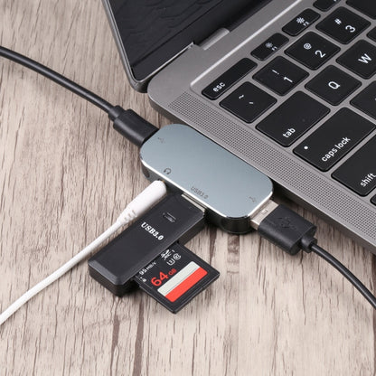 4 in 1 USB-C / Type-C ชายเป็น USB-C / Type-C + 3.5 มม. AUX + USB 3.0 + อะแดปเตอร์ USB หญิง, 3.5mm AUX + USB 3.0