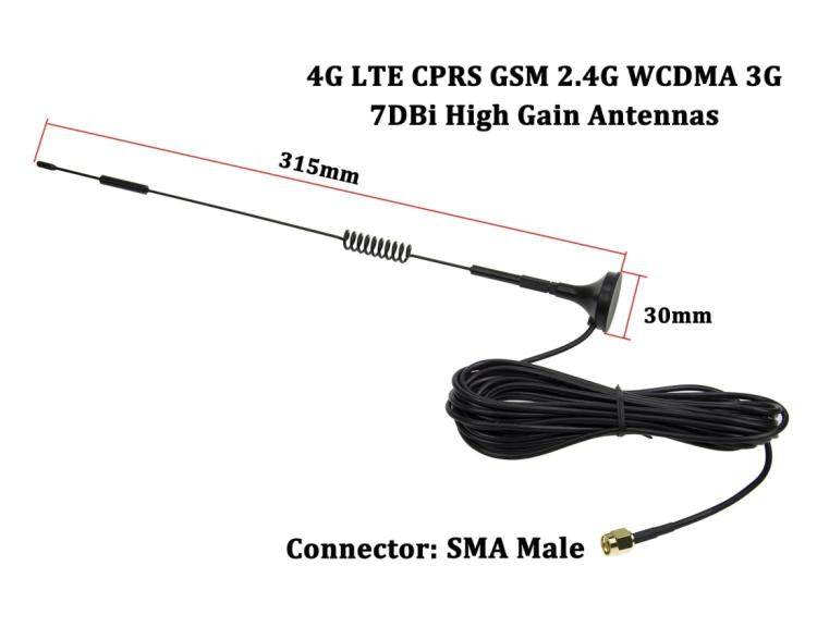 7dBi SMA ตัวเชื่อมต่อชาย HIGH GAIN 4G LTE CPRS GSM 2.4G WCDMA 3G เสาอากาศเครือข่ายอะแดปเตอร์รับสัญญาณ, 7dBi SMA 4G