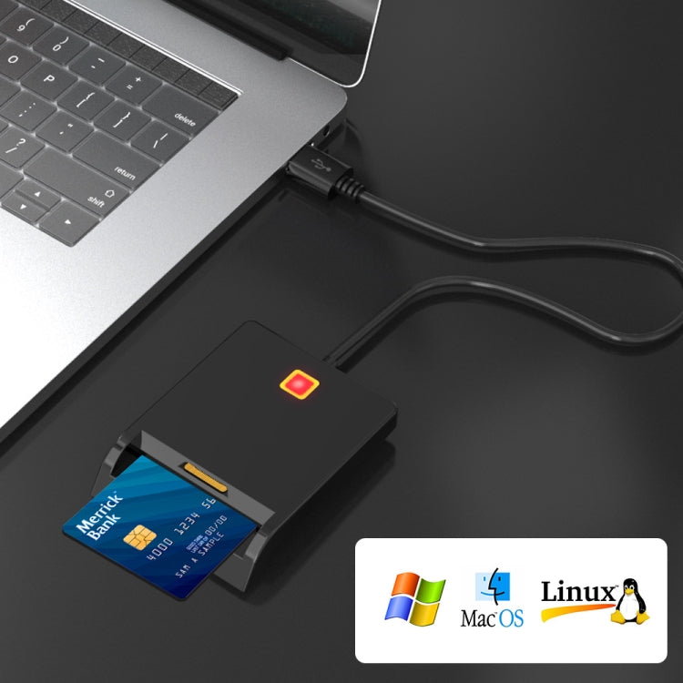 Rcoketek CR301 เครื่องอ่านการ์ดสมาร์ท CAC USB 2.0 บัตรธนาคารซิมการ์ดเครื่องอ่านภาษี, USB