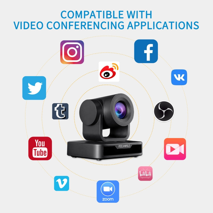 FEELWORLD USB10X 10X Optical Zoom 1080P USB PTZ Video Conference กล้อง, ปลั๊ก EU และ US, USB10X