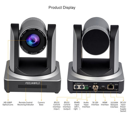 FEELWORLD POE20X ออพติคอลซูม 20 เท่าพร้อมกันกล้อง PTZ สตรีมมิ่งสดปลั๊ก EU และ US, POE20X