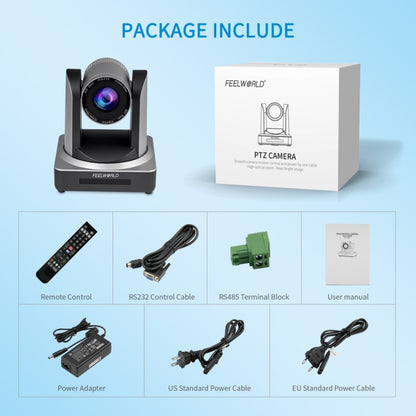 FEELWORLD POE20X ออพติคอลซูม 20 เท่าพร้อมกันกล้อง PTZ สตรีมมิ่งสดปลั๊ก EU และ US, POE20X