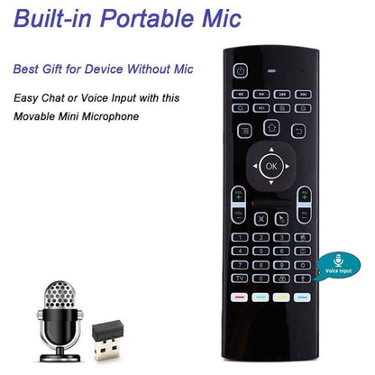 MX3-L เสียงพร้อมแบ็คไลท์ 2.4GHz Fly Air Mouse คีย์บอร์ดไร้สายรีโมทคอนโทรล, Voice with Backlit