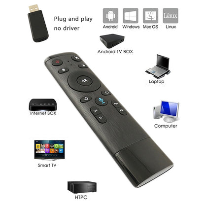 Q5 Gyroscope + เสียงเวอร์ชั่นต่างประเทศ USB 2.4G เสียงไร้สายเมาส์บินควบคุมระยะไกลรองรับกล่องรับสัญญาณ / คอมพิวเตอร์, Gyroscope + Voice