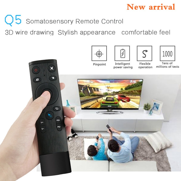 Q5 Gyroscope + เสียงเวอร์ชั่นต่างประเทศ USB 2.4G เสียงไร้สายเมาส์บินควบคุมระยะไกลรองรับกล่องรับสัญญาณ / คอมพิวเตอร์, Gyroscope + Voice