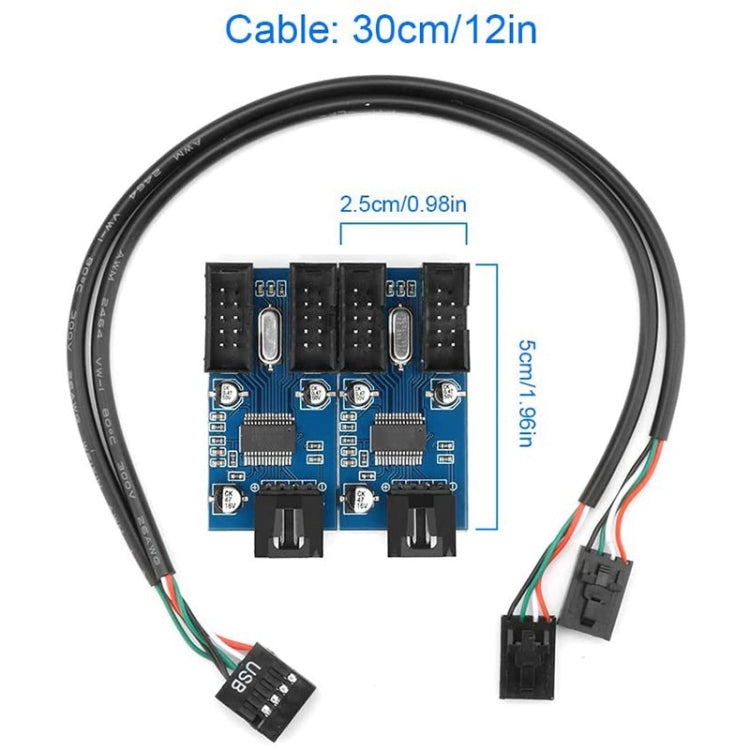 Rocketek HC427 9 Pin USB2.0 HUB อะแดปเตอร์แผงวงจรแยกหนึ่งถึงสี่, One-to-Four