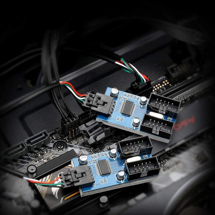 Rocketek HC427 9 Pin USB2.0 HUB อะแดปเตอร์แผงวงจรแยกหนึ่งถึงสี่, One-to-Four