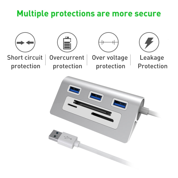 Rocketek HC423 USB3.0 x 3 + อะแดปเตอร์ฮับเครื่องอ่านการ์ด SD / TF / CF