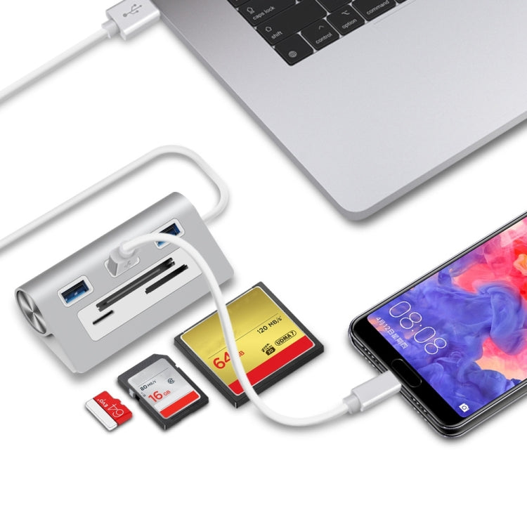 Rocketek HC423 USB3.0 x 3 + อะแดปเตอร์ฮับเครื่องอ่านการ์ด SD / TF / CF