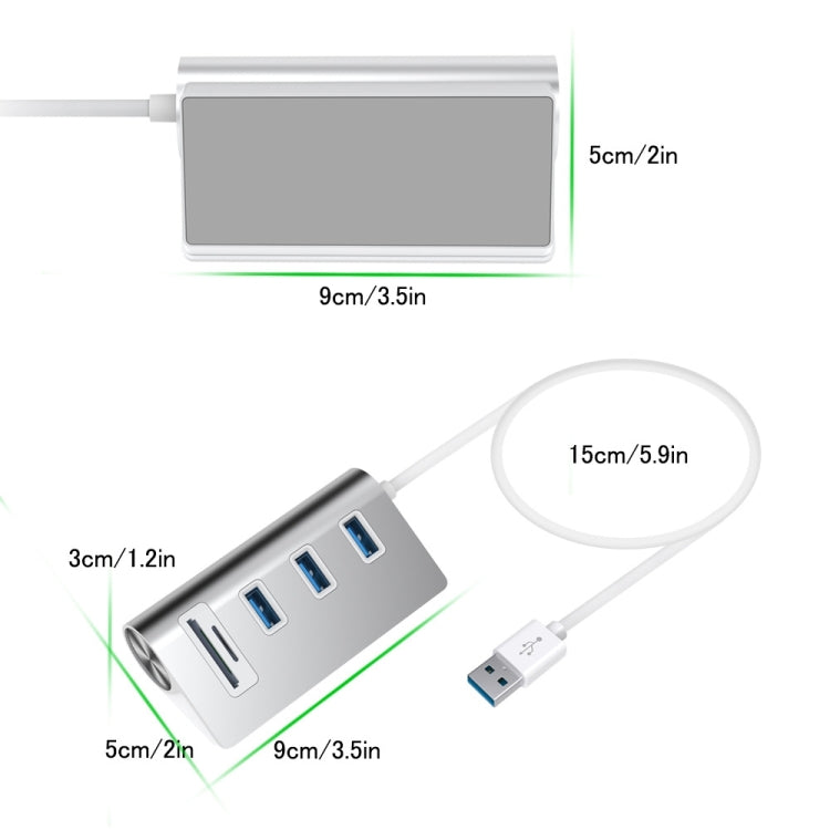 Rocketek HC422 USB3.0 x 3 + อะแดปเตอร์ฮับเครื่องอ่านการ์ด SD / TF