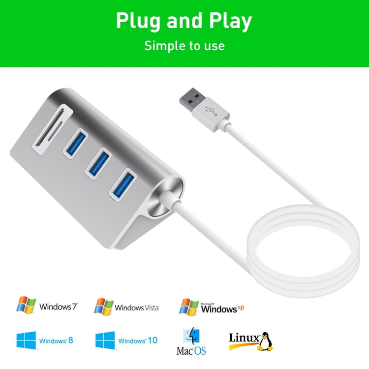 Rocketek HC422 USB3.0 x 3 + อะแดปเตอร์ฮับเครื่องอ่านการ์ด SD / TF