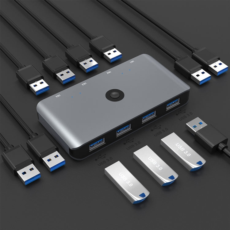 Rocketek HC406 USB3.0 KVM Switch ตัวแปลงการแชร์สี่ในสี่ออก, USB3.0