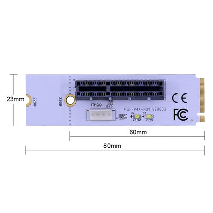 NGFF M.2 Key M ถึง PCI-E 1X/4X/8X/16X กราฟิกการ์ด Mining Slot อะแดปเตอร์ Riser Converter การ์ด LED และสายไฟ 4 พิน, VER003 with 4 Pin Power Cable