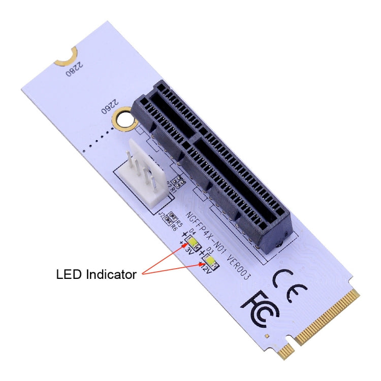 NGFF M.2 Key M ถึง PCI-E 1X/4X/8X/16X กราฟิกการ์ด Mining Slot อะแดปเตอร์ Riser Converter การ์ด LED และสายไฟ 4 พิน, VER003 with 4 Pin Power Cable