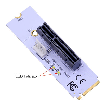 NGFF M.2 Key M ถึง PCI-E 1X/4X/8X/16X กราฟิกการ์ด Mining Slot อะแดปเตอร์ Riser Converter การ์ด LED และสายไฟ 4 พิน, VER003 with 4 Pin Power Cable