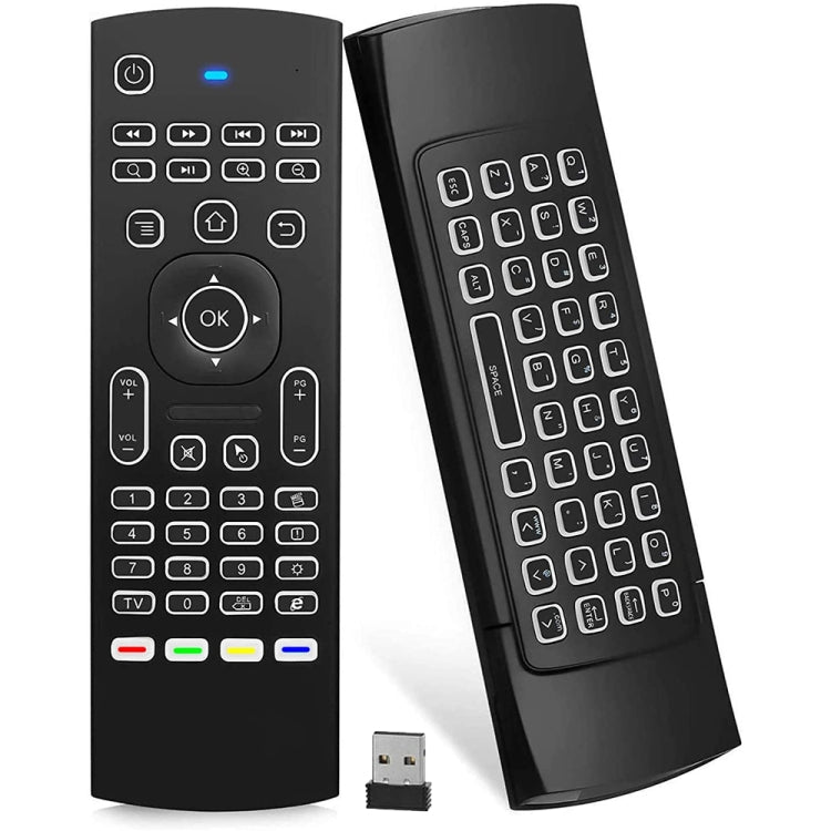 MX3-L สีขาว Backlit เวอร์ชัน 2.4GHz Fly Air Mouse คีย์บอร์ดไร้สายรีโมทคอนโทรล, White Backlit Version