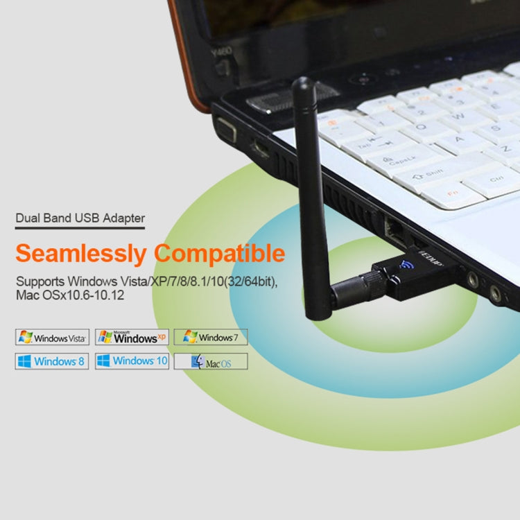 EDUP EP-DB1607 600Mbps 2.4GHz และ 5GHz Dual Band Wireless Wifi USB 2.0 อะแดปเตอร์อีเทอร์เน็ตการ์ดเครือข่าย, EP-DB1607