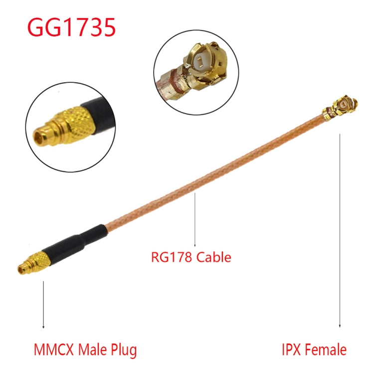 IPX Female ถึง GG1735 MMCX Female RG178 Adapter Cable ความยาว: 15 ซม., IPX to GG1735 MMCX Male