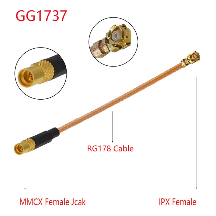 IPX ตัวเมียถึง GG1737 MMCX ตัวเมีย RG178 สายอะแดปเตอร์, ความยาว: 15 ซม., IPX to GG1737 MMCX Female