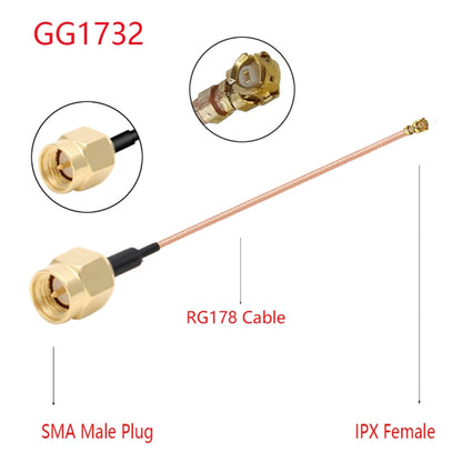สายเคเบิลอะแดปเตอร์ IPX Female ถึง GG1732 SMA Male RG178 ความยาว: 15 ซม, IPX to GG1732 SMA Male