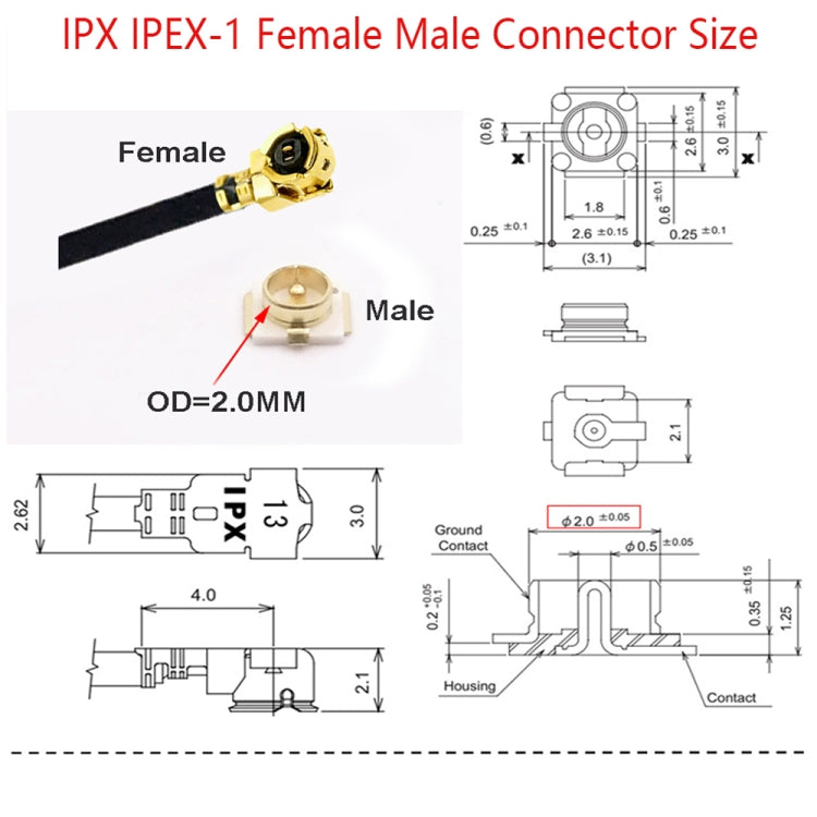 สายเคเบิลอะแดปเตอร์ IPX Female ถึง GG1732 SMA Male RG178 ความยาว: 15 ซม, IPX to GG1732 SMA Male