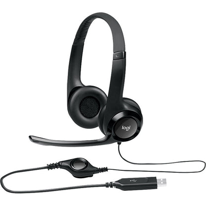 Logitech H390 ชุดหูฟังแบบมีสาย USB หูฟังสเตอริโอพร้อมไมโครโฟนตัดเสียงรบกวน