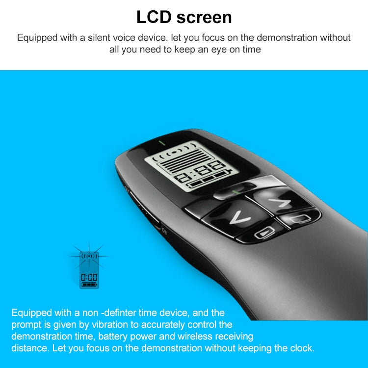 Logitech R800 2.4Ghz USB พรีเซนเตอร์ไร้สาย PPT รีโมทคอนโทรล Flip Pen, R800