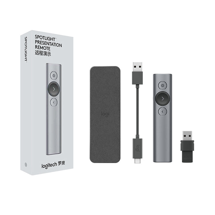 Logitech Spotlight 2.4Ghz USB Wireless Presenter PPT รีโมทคอนโทรล Flip Pen, Spotlight (Grey), Spotlight (Gold)