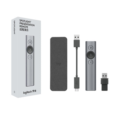 Logitech Spotlight 2.4Ghz USB Wireless Presenter PPT รีโมทคอนโทรล Flip Pen, Spotlight (Grey), Spotlight (Gold)
