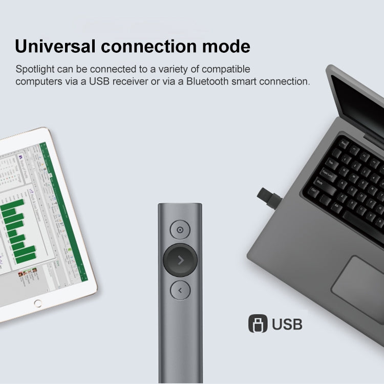 Logitech Spotlight 2.4Ghz USB Wireless Presenter PPT รีโมทคอนโทรล Flip Pen, Spotlight (Grey), Spotlight (Gold)