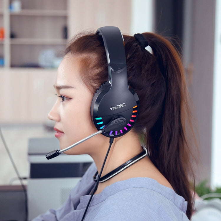 YINDIAO Q2 ชุดหูฟังสำหรับเล่นเกมแบบมีสายแบบติดศีรษะพร้อมไมโครโฟน รุ่น: การ์ดเสียง USB เดี่ยว, Q2 Single USB Sound Card(White)