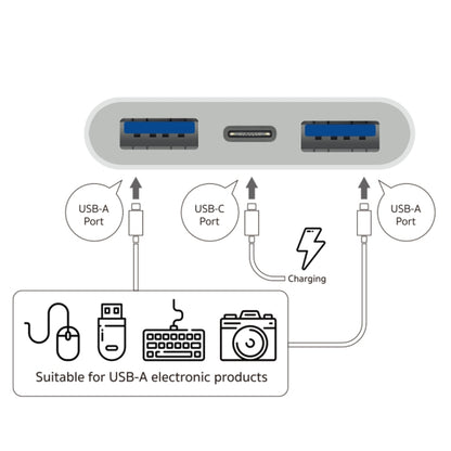 S-202 3 ใน 1 USB-C / Type-C ชายเป็น Type-C + 2 x USB อะแดปเตอร์กล้องหญิง, S-202