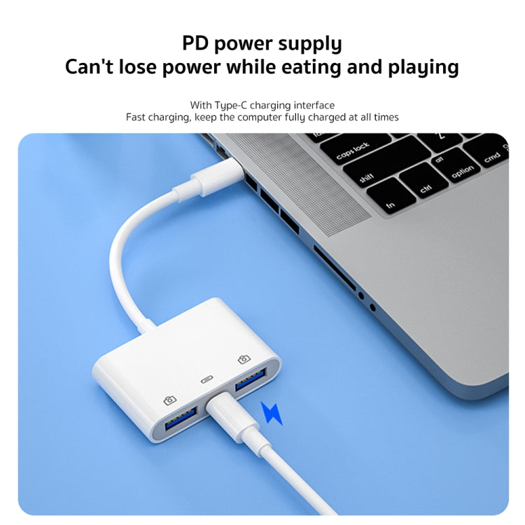 S-202 3 ใน 1 USB-C / Type-C ชายเป็น Type-C + 2 x USB อะแดปเตอร์กล้องหญิง, S-202