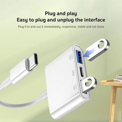 S-202 3 ใน 1 USB-C / Type-C ชายเป็น Type-C + 2 x USB อะแดปเตอร์กล้องหญิง, S-202