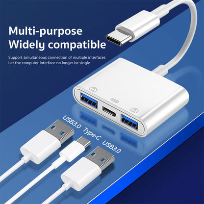 S-202 3 ใน 1 USB-C / Type-C ชายเป็น Type-C + 2 x USB อะแดปเตอร์กล้องหญิง, S-202