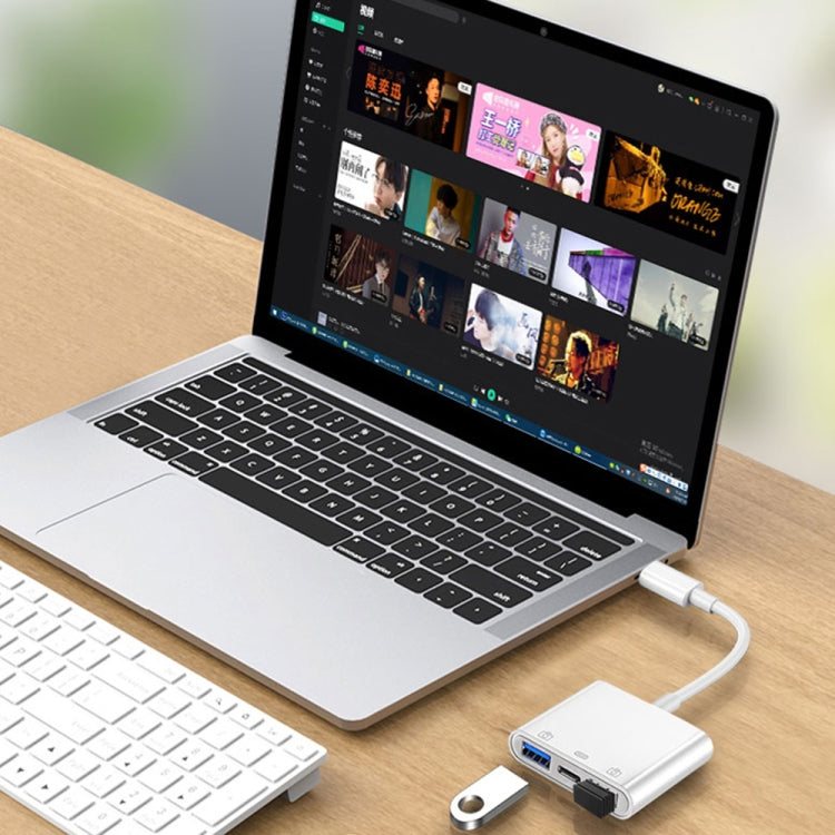 S-202 3 ใน 1 USB-C / Type-C ชายเป็น Type-C + 2 x USB อะแดปเตอร์กล้องหญิง, S-202