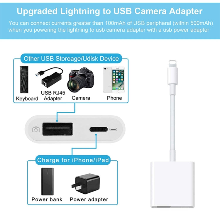 2 in 1 8 Pin ชายถึง 8 Pin / USB3.0 อะแดปเตอร์กล้องหญิง, 2 in 1 8 Pin to USB Adapter