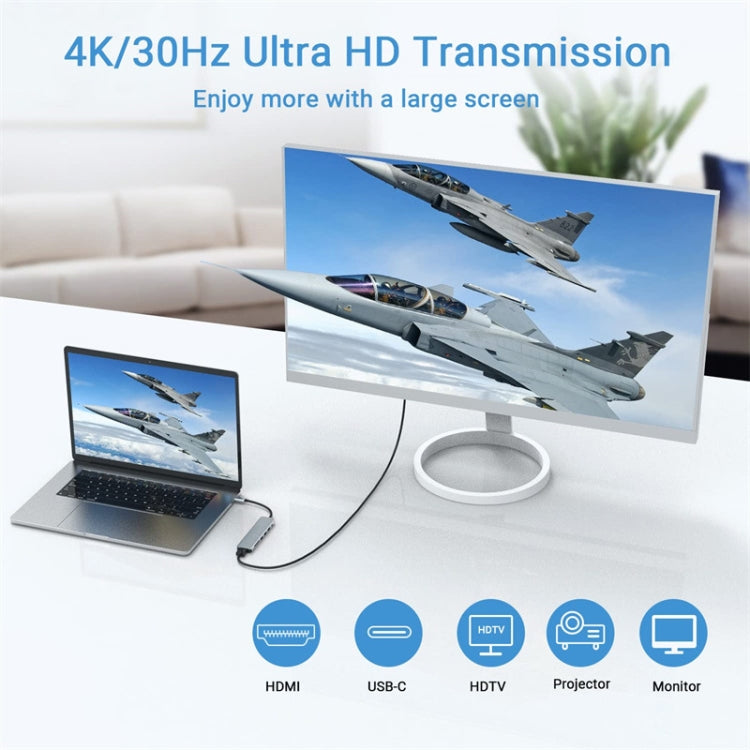 7 in 1 USB-C / Type-C ไปยัง USB Docking Station HUB Adapter, 7 in 1