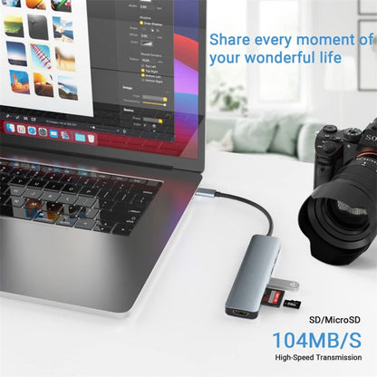 7 in 1 USB-C / Type-C ไปยัง USB Docking Station HUB Adapter, 7 in 1