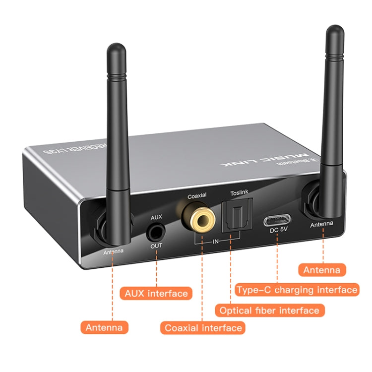 LY35 Optical Fiber Coaxial ดิจิตอลเป็นอะนาล็อก 6 in 1 ตัวรับสัญญาณและเครื่องส่งสัญญาณบลูทูธ, LY35