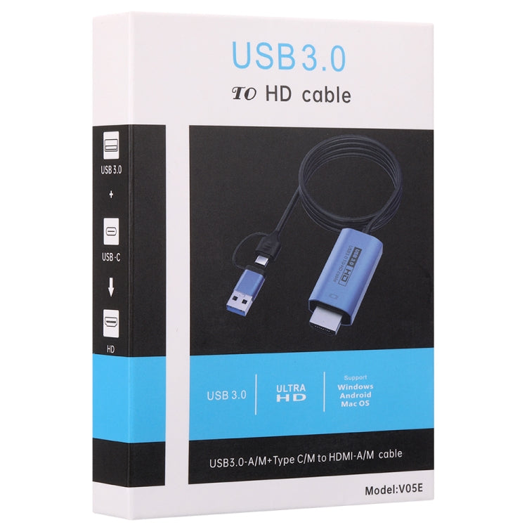 V05E สายอะแดปเตอร์ USB 3.0 + USB-C / Type-C เป็น HDMI, V05E