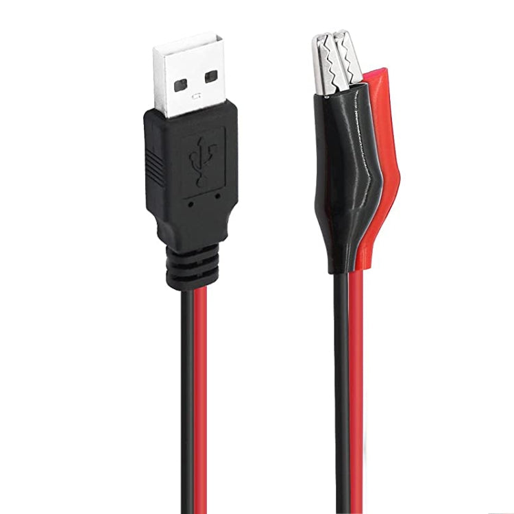 USB-A Male To 2 x Crocodile Clip Power Extension Cable, ความยาว: 0.5 ม, USB-A Male