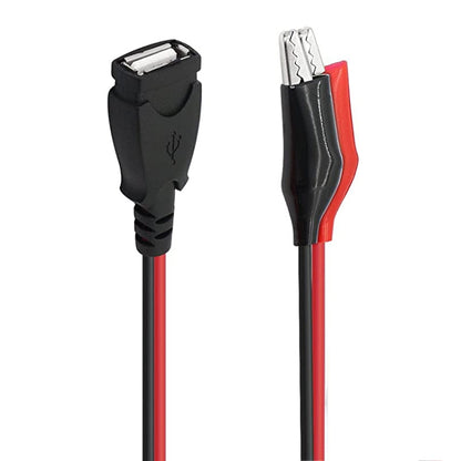 สายต่อขยายการเชื่อมต่อ USB-A Female ถึง 2 x Crocodile Clip Power ความยาว: 0.5 ม, USB-A Female