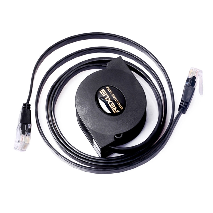 REXLIS 2 ม. CAT6 สาย LAN เครือข่ายอีเธอร์เน็ต RJ45 แบนแบบยืดหดได้, Length: 2m
