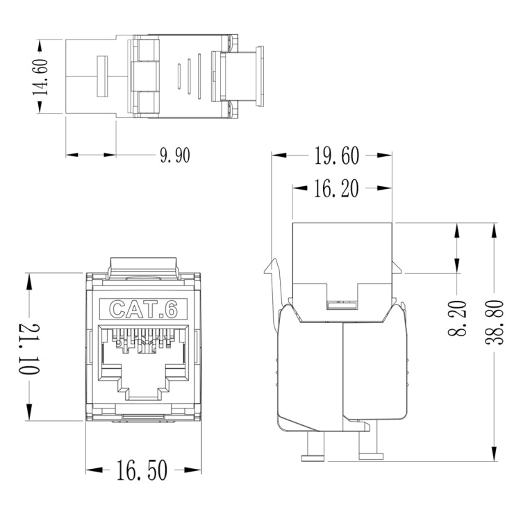 CAT6 โมดูลคลาส 6 โลหะผสมสังกะสีโล่แม่บล็อก 1208XHC6, CAT6