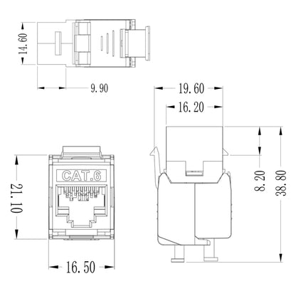 CAT6 โมดูลคลาส 6 โลหะผสมสังกะสีโล่แม่บล็อก 1208XHC6, CAT6