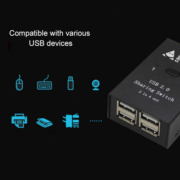 DY-B046 2 In 4 Out USB 2.0 Sharing Switch อะแดปเตอร์เครื่องพิมพ์ USB Flash, DY-B046